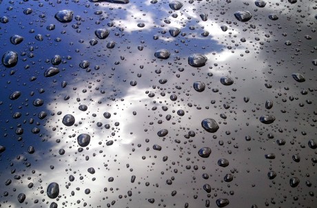 Picture of rain drops on a car 
