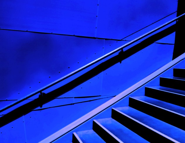 Blue stairway at the Experience Music Project